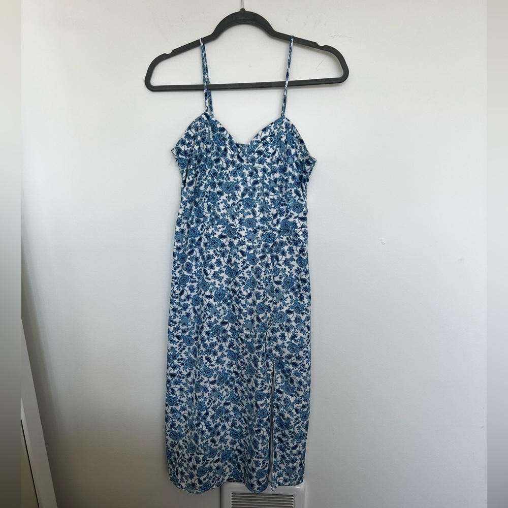 Jessica Simpson Midi Blue Floral Dress w/leg slit